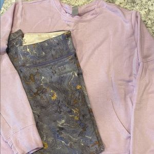Athleta girl - purple sweatshirt and purple swirl leggings